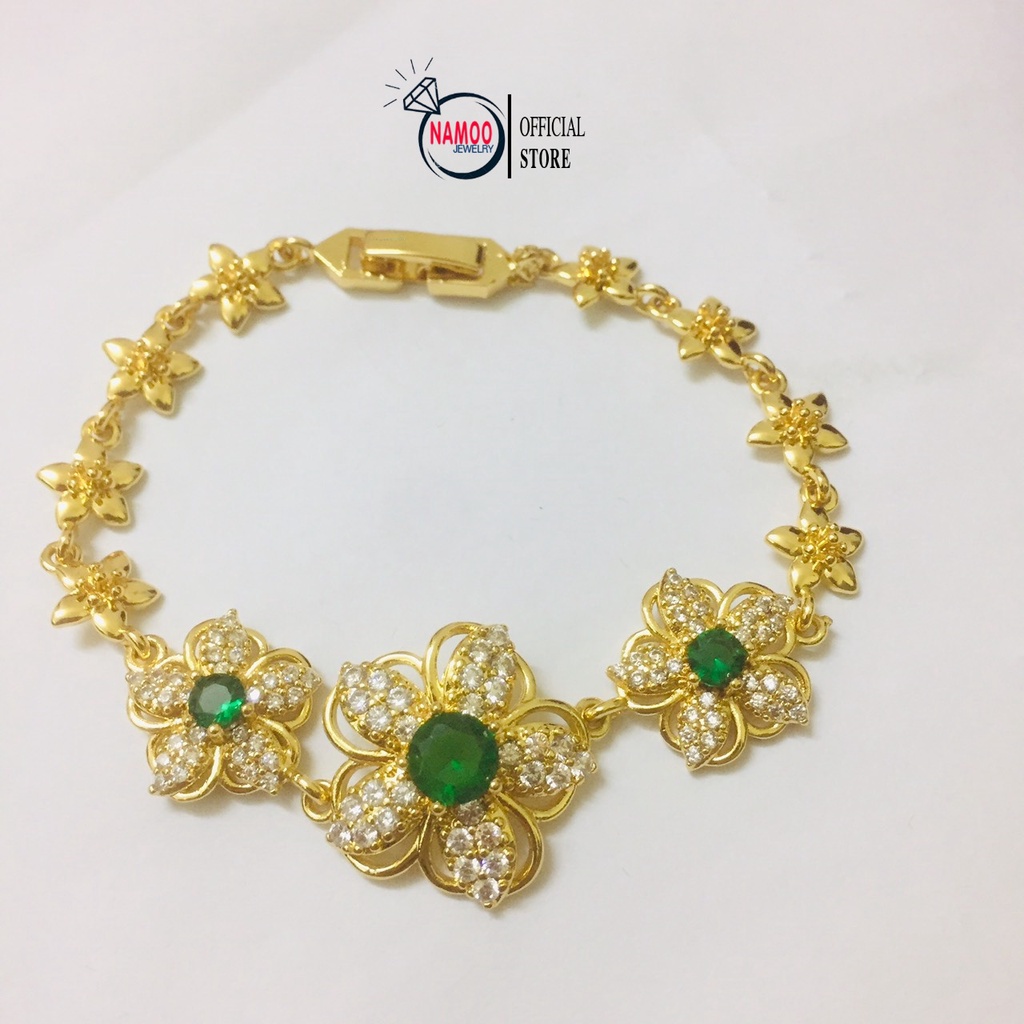 Lắc Tay Bản Hoa 5 Cánh Đính Đá 3 Màu L649, L900 Namoo Jewelry