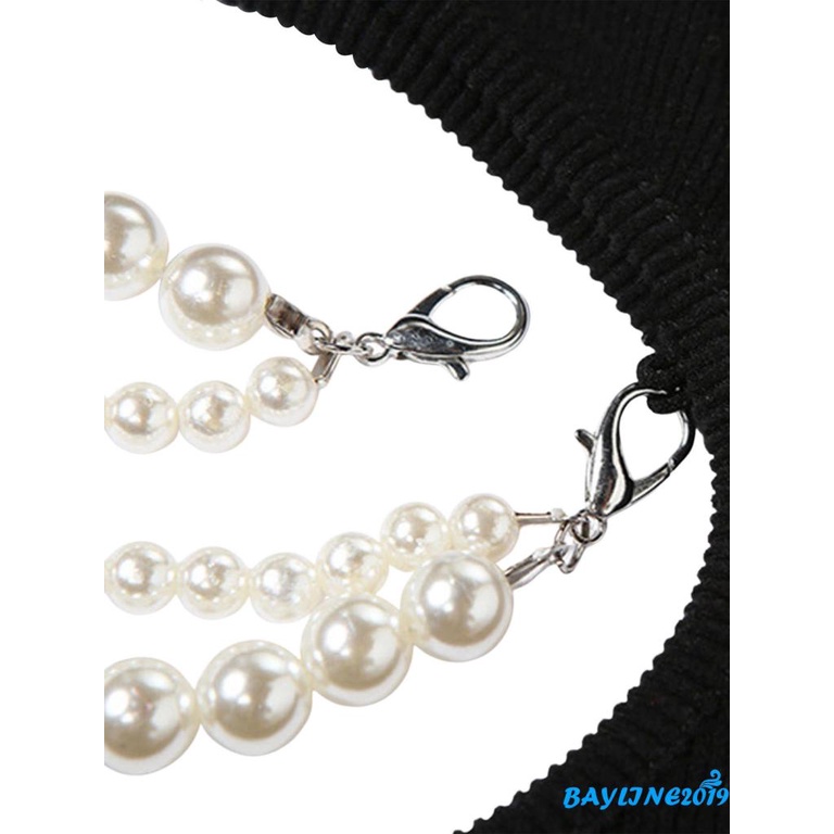 Đầm Ngắn Tay Dài Hở Vai Màu Trơn Đính Ngọc Trai Giả Thời Trang Mùa Thu Dành Cho Nữ