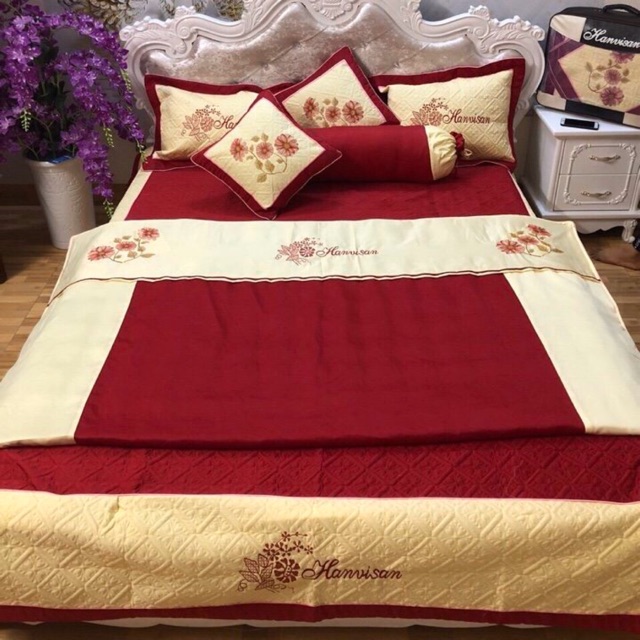 Trọn Bộ Cotton Satin 7 món cho Giường cưới Tân Gia