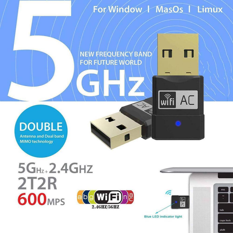 Usb Wifi 600mbps Băng Tần Kép 2.4g / 5.8ghz