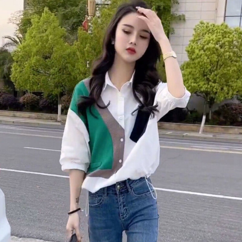 Áo Sơ Mi Dáng Rộng Tay Ngắn Cỡ Lớn Phong Cách Hàn Quốc Thời Trang Cho Nữ 2022