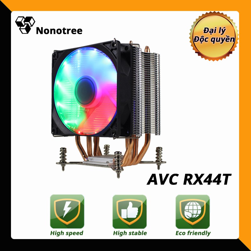 Quạt tản nhiệt CPU AVC RX44T dây ống 4 quạt đầy màu sắc 4, RGB, Intel LGA2011 1366 1151 AMD3 AMD4