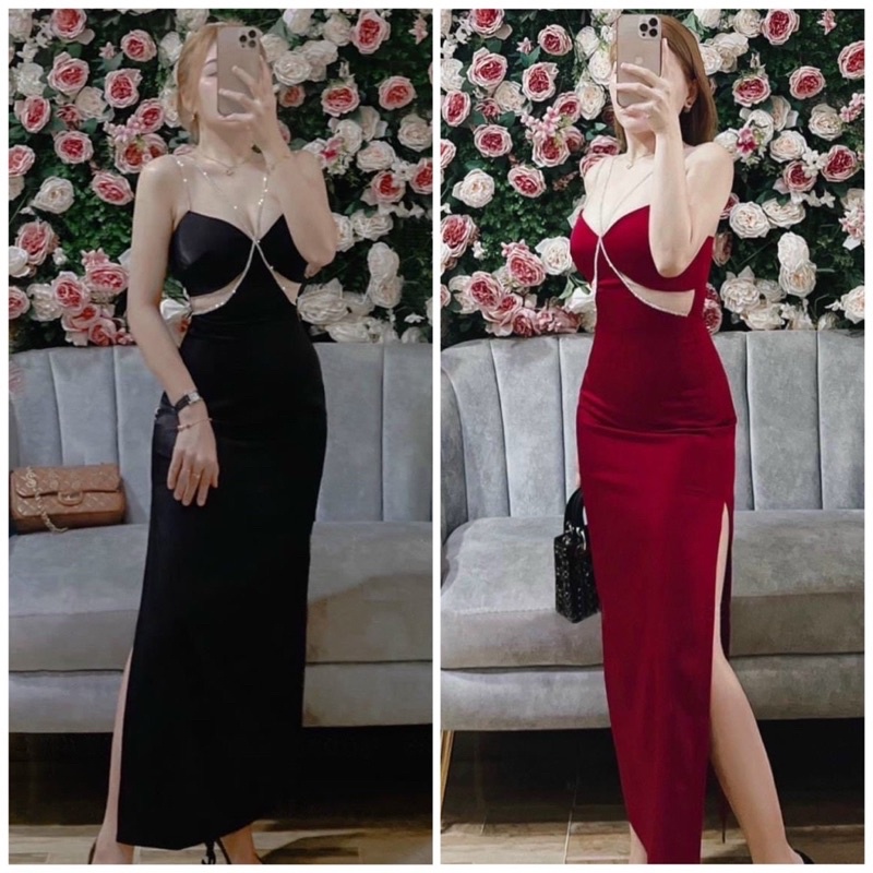 Ms1263y ĐẦM CÚP NGỰC DÂY ĐÁ PHA LÊ TÔN DÁNG full S/M/L/XL