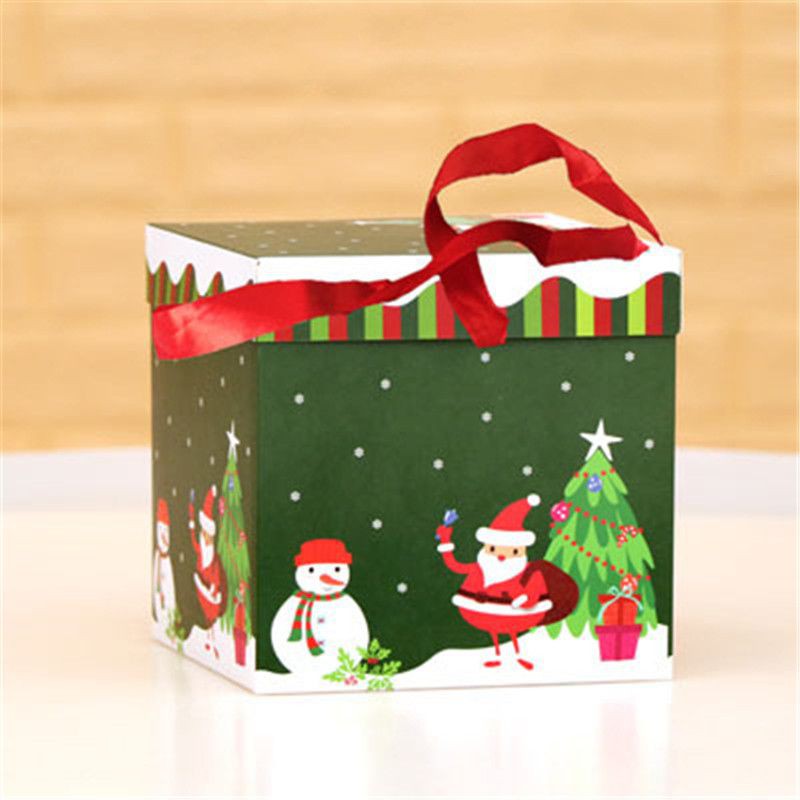 Set 3 hộp đựng quà giáng sinh hình vuông có nắp đậy và dây ruy băng cao cấp (có bán lẻ)