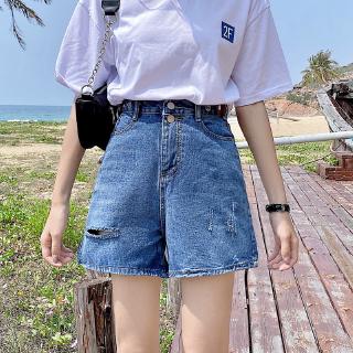 Quần Short Jeans Lưng Cao Ống Rộng Thời Trang Cho Nữ