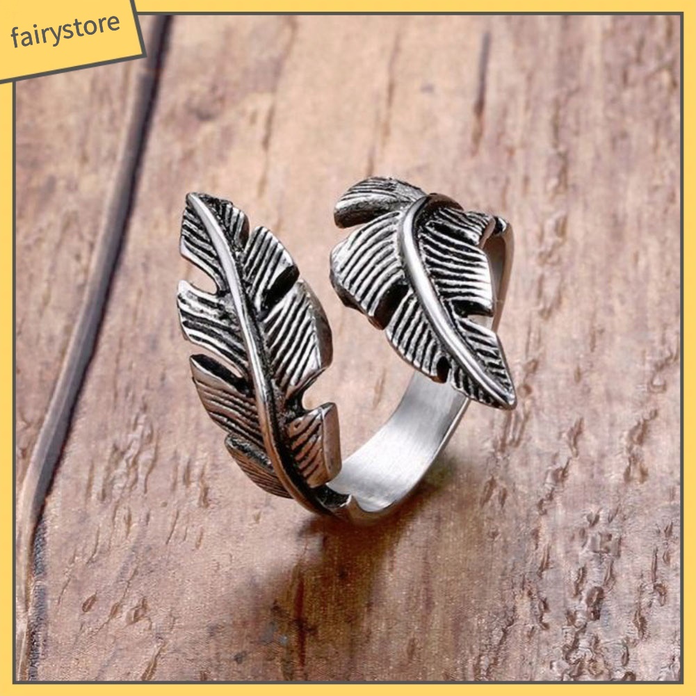 Bộ 2 Nhẫn Hở Hình Lông Vũ Thiết Kế Ấn Tượng