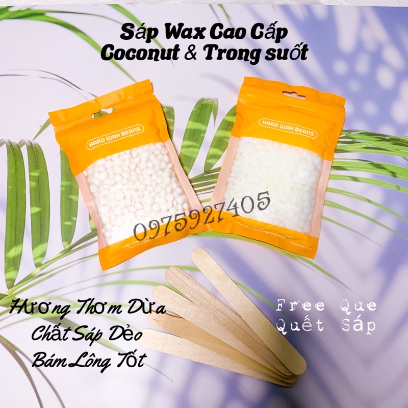 [Sáp Cao Cấp - Siêu Bám Lông] Sáp wax lông nóng dạng hạt đậu COCONUT hương vị dừa &amp; Trong suốt hương hoa nhài