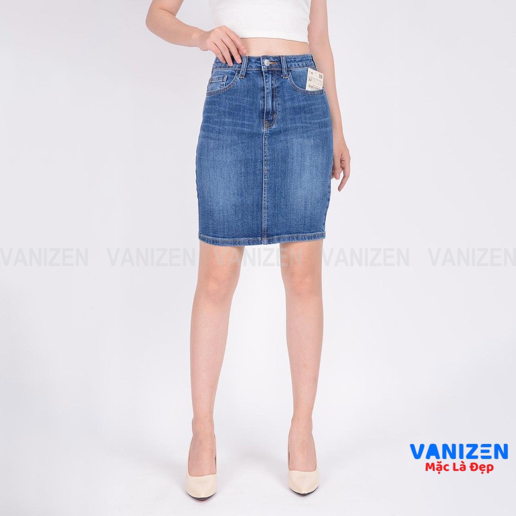 Chân váy bút chì jean nữ đẹp lưng cao trơn hàng hiệu cao cấp mã 360 VANIZEN