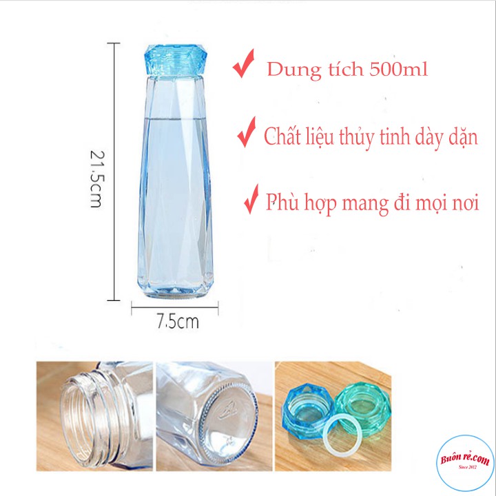 Bình Nước Thủy Tinh Kim Cương Nhiều Màu Sắc Cao Cấp - br00624