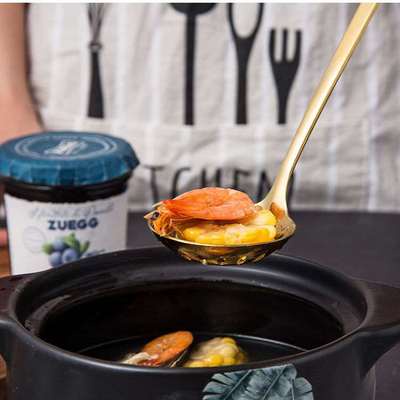 Muỗng múc canh/ muỗng vớt thức ăn bằng thép không gỉ 304 hình vỏ sò mạ vàng