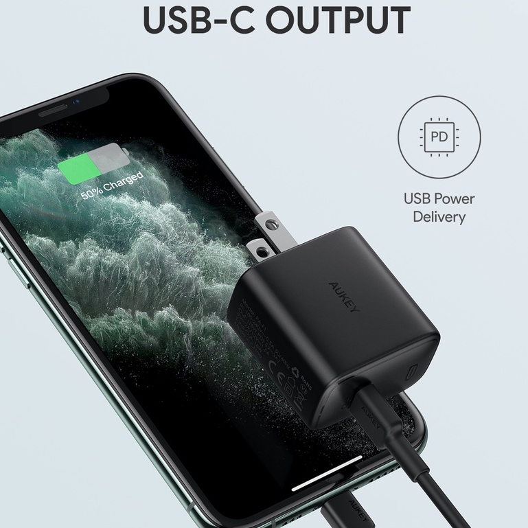 Bộ Củ sạc nhanh AUKEY PA-F1s 20W USB C trợ cục sạc-cục kèm dây type c MFI iphone 14 13 12promax 11 xr xs 8 plus