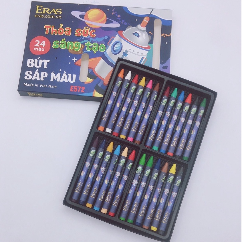 Sáp màu Eras E572, Bút sáp màu 12-24 màu cho bé thoả sức sáng tạo