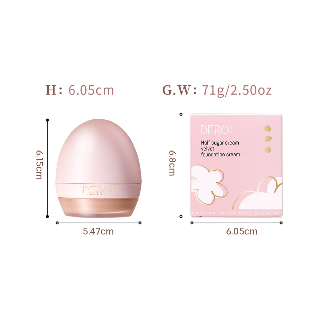 Kem Nền Dạng Lỏng Derol Làm Sáng Da Dưỡng Ẩm Kèm Mút Trang Điểm Tiện Dụng
