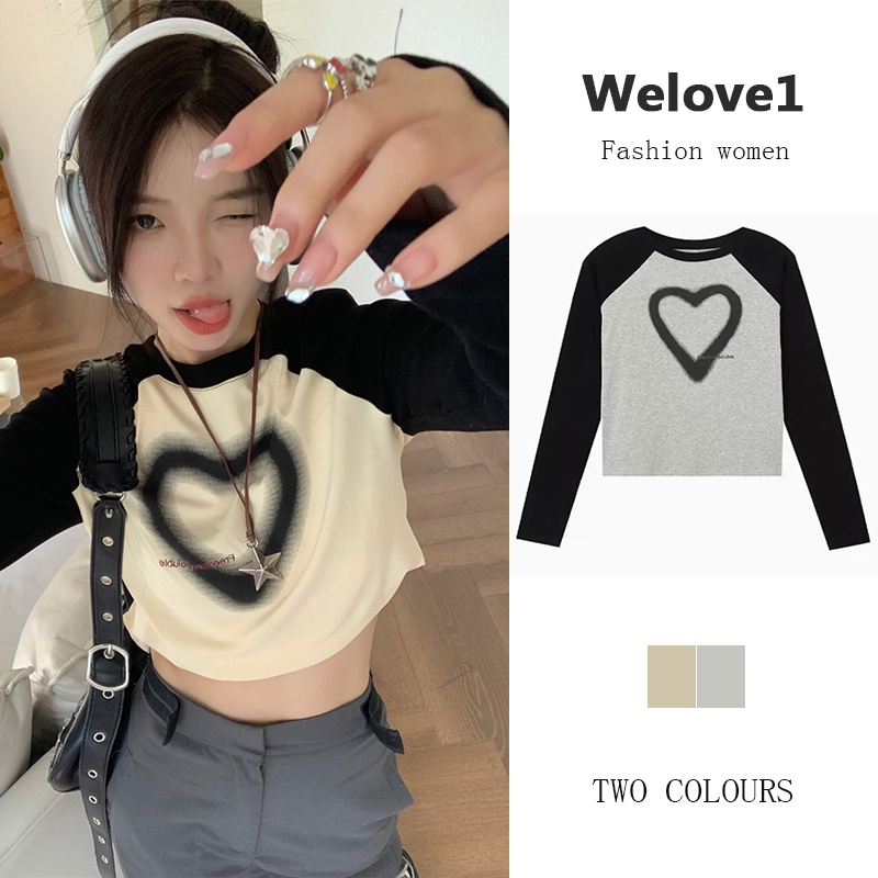 Áo Thun Lửng Tay Dài Dáng Rộng In Hình Gia Vị Kiểu Retro Mỹ Cá Tính