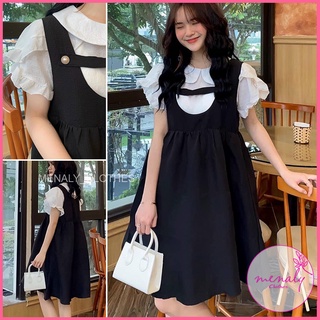 Váy babydoll dáng ngắn xòe tay bồng VH050,mẫu set váy tiểu thư điệu đà có thể mặc tách rời