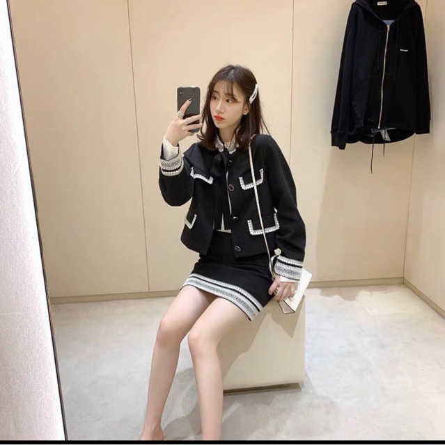 Set cổ nơ viền ren