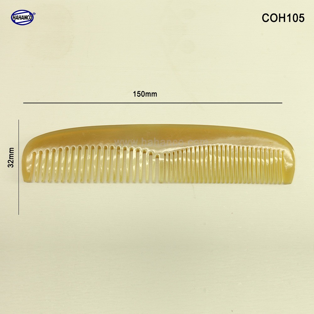 Lược sừng xuất Nhật - COH105 (Size: M - 15cm) Lược bằng đầu - Horn Comb of HAHANCO - Chăm sóc tóc