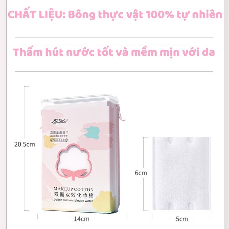 Bông tẩy trang Lameila gói 222 miếng - Vanieta Cosmetics