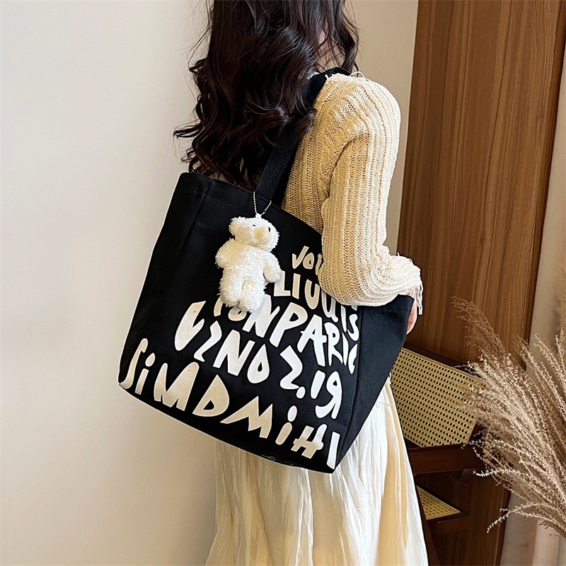 Túi Xách Canvas Cỡ Lớn In Chữ Thời Trang Cho Nữ