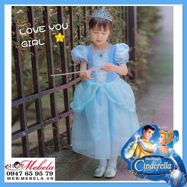 Váy đầm công chúa Lọ Lem - Cinderella cho bé 15-33kg có clip shop tự quay