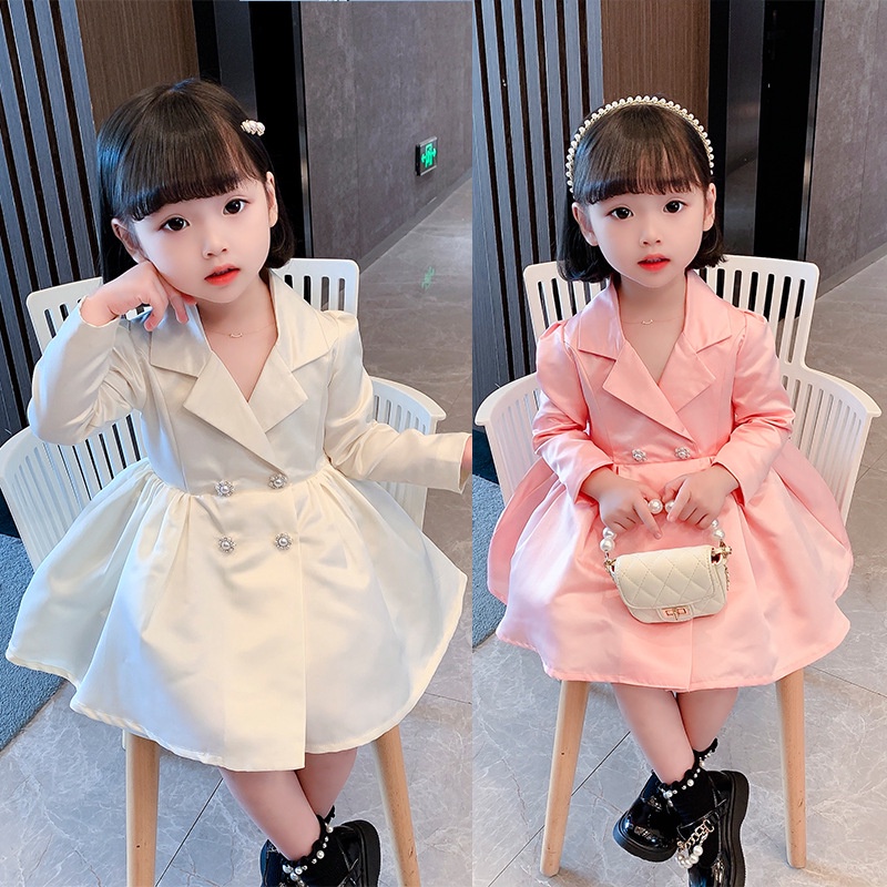 Đầm công chúa tay dài thời trang mùa thu phong cách Hàn Quốc cho bé gái 2021