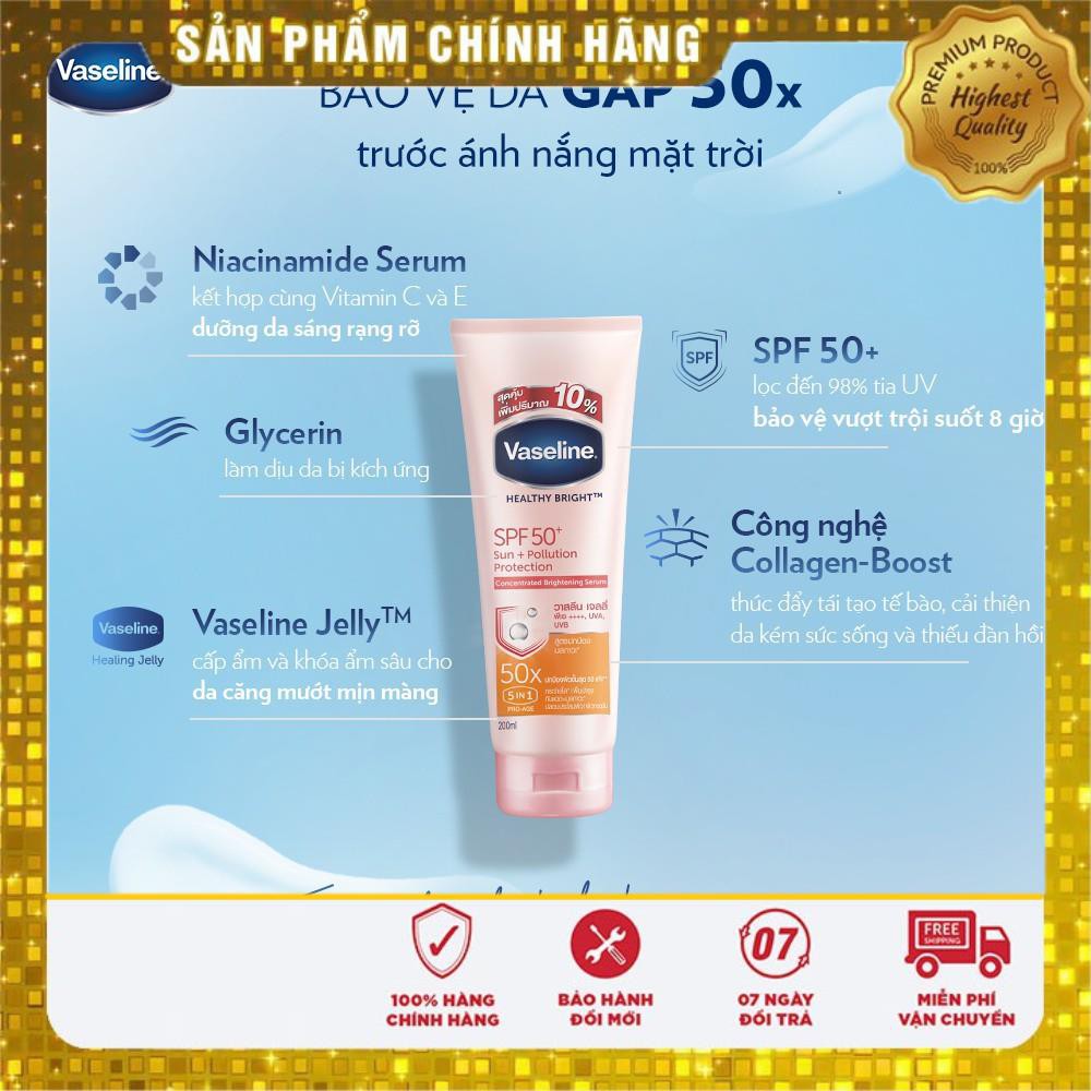 [CHÍNH HÃNG] Vaseline 50x Serum chống nắng cơ thể SPF50 + dưỡng da sáng khoẻ 75ML