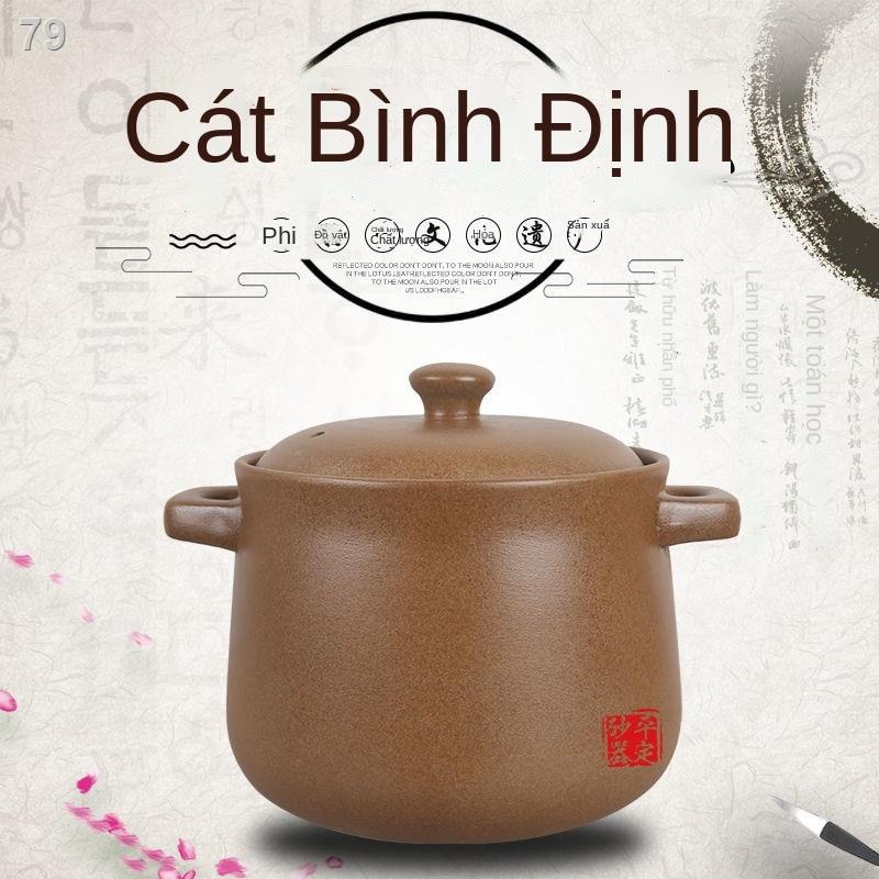【giá cực rẻ】☫✒∋Phụ nữ có thai không tráng men đất phẳng soong lửa mở nồi hầm gốm sứ gia dụng nấu cháo kiểu cũ