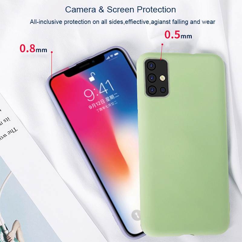 For Samsung Galaxy A31 A11 M11 A01 A21S A51 A71 5G A41 Case For Samsung A41 Cover Liquid Silicone Soft Protector Back Funda Case For Samsung A41 A31 A21 M21 M31