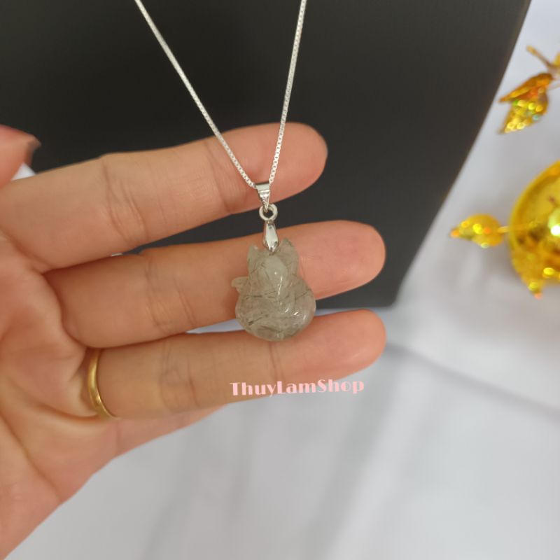 Vòng cổ dây chuyền bạc 925 bảo hành trọn đời mix hồ ly phong thủy đá mệnh mộc - hỏa