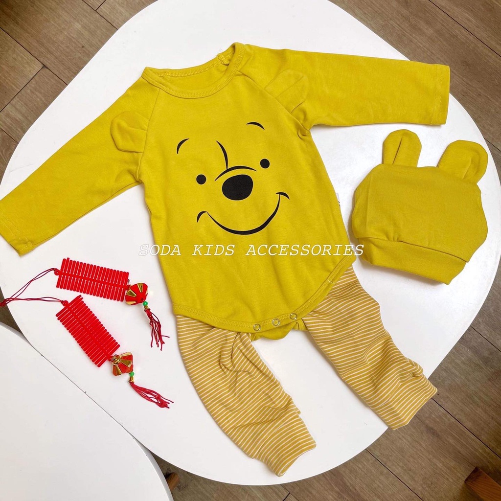 Set 3 chi tiết gấu vàng (quần, áo, mũ) cho bé (Ảnh thật)