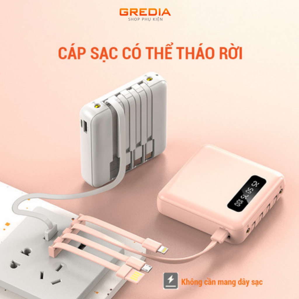 Sạc dự phòng, sạc điện thoại 4 in 1, YM439 10000 mah, gồm 4 cáp sạc . Hỗ trợ sạc nhanh cho mọi thiết bị
