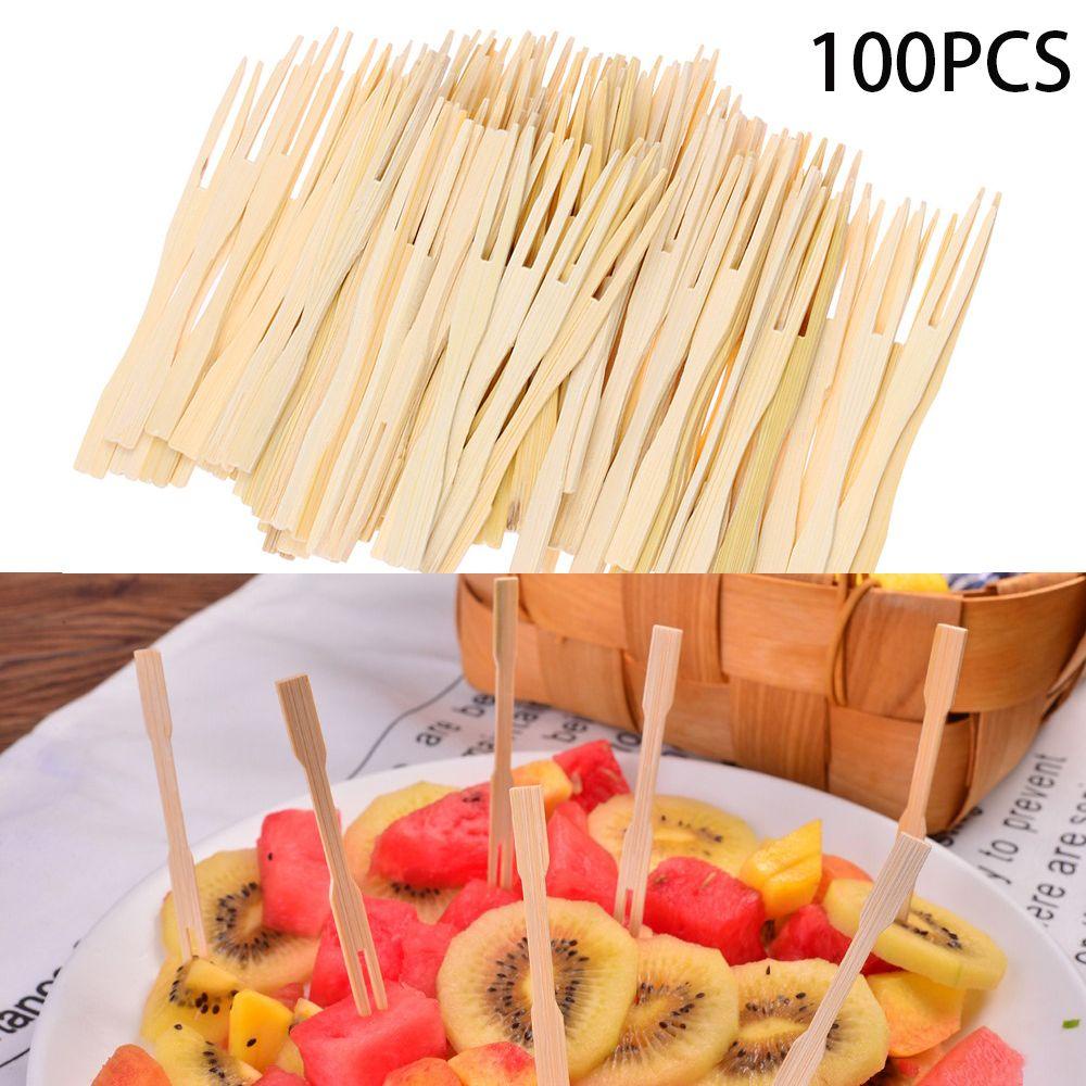 LEISURE Set 100 Nĩa Tre Ăn Trái Cây Dùng Một Lần