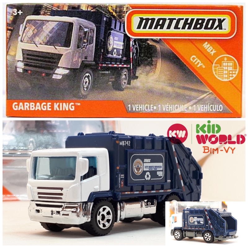 Xe mô hình Matchbox Box Tải chở rác Garbage King 20/100. Tỷ lệ 1:64.