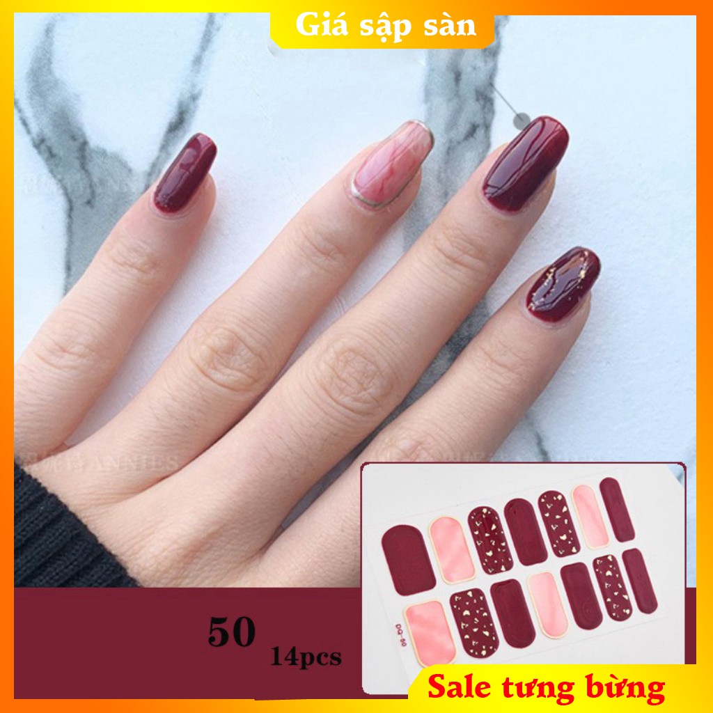 Miếng dán móng tay nail sticker mới về gồm 14 móng, không thấm nước, có độ đàn hồi tốt