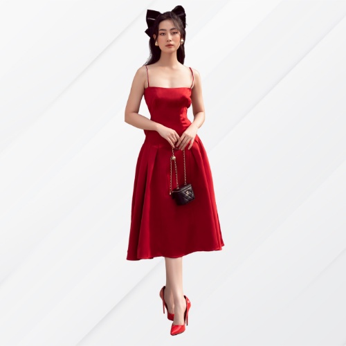 Đầm Hai Dây Hở Lưng Buộc Nơ B Basic Chantel Dress (MT73)