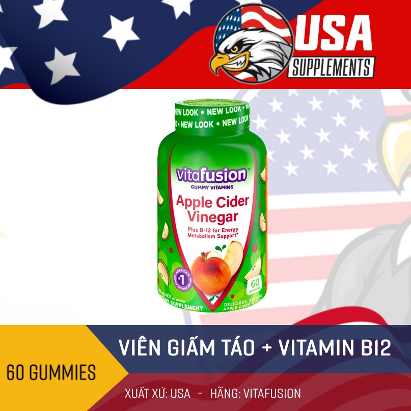 Viên giấm táo giảm cân Vitafusion Apple Cider Vinega _ Hàng Mỹ chính hãng