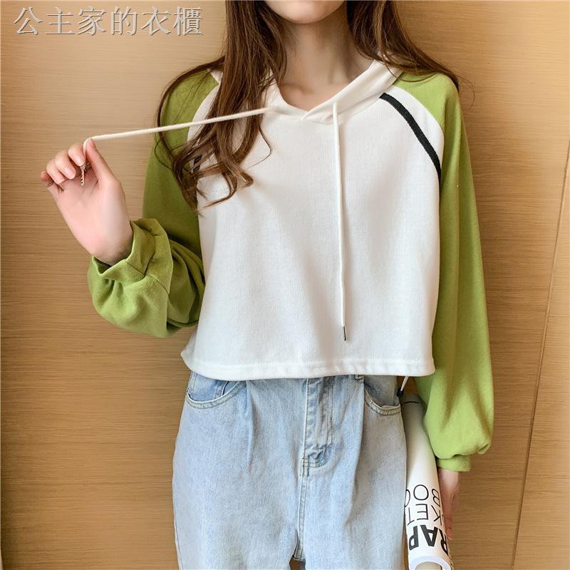 Áo Hoodie Vải Cotton Mỏng Dáng Ngắn Kiểu Hàn Quốc Thời Trang Mùa Thu 2020 Cho Nữ