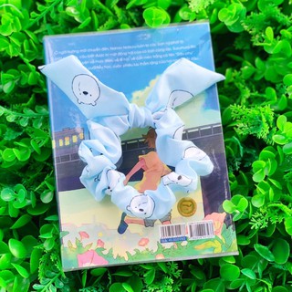 Dây buộc tóc scrunchies tai thỏ hoạ tiết gấu, sao, trái tim...