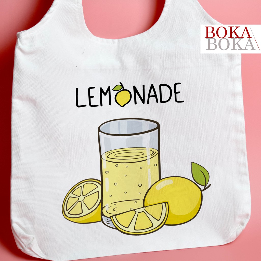 Túi Tote Vải Canvas Hình Nước Chanh Phong Cách Ulzzang (Có Khóa Kéo) | BigBuy360 - bigbuy360.vn