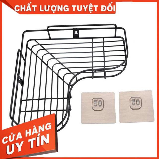 [XẢ KHO+FREE SHIP]  KỆ GÓC INOX DÁN TƯỜNG ĐEN VIỀN UỐN LƯỢN TIẾT KIỆM KHÔNG GIAN