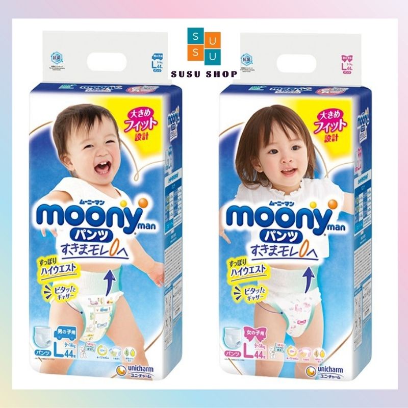 Bỉm Moony Xanh Cộng Miếng Nội Địa Nhật Dán/Quần đủ size NB90+6/S84+6/M64+4/M58+6/L54+4/L44+6/XL38+6