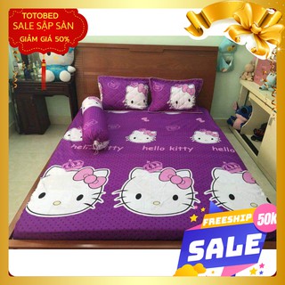 Free ship 99k Bộ ga gối Phúc Nguyên 1m8 hello kitty tím