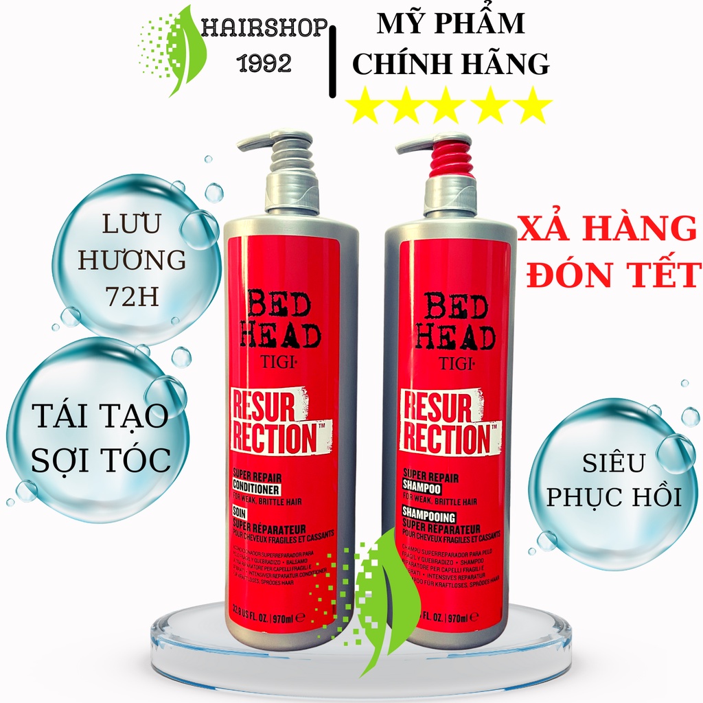 Dầu Gội Xả TIGI ĐỎ 970ML * 2 Phục hồi tóc hư tổn siêu mềm mượt | Dầu Gội TIGI Chính Hãng