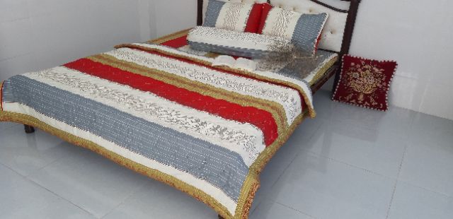 Drap thắng lợi 100% 1m6 +3 áo gối 100%cotton