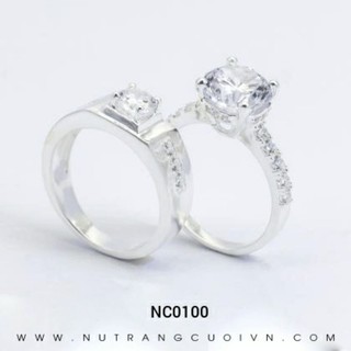 nhẫn đôi bạc đính đá