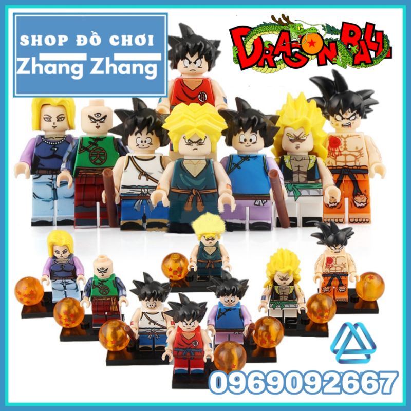 Xếp hình mô hình ngọc rồng Dragon Balls Goten - Gotenks- Trunks - Tien Shinhan - Android 18 Minifigures POGO PG8166