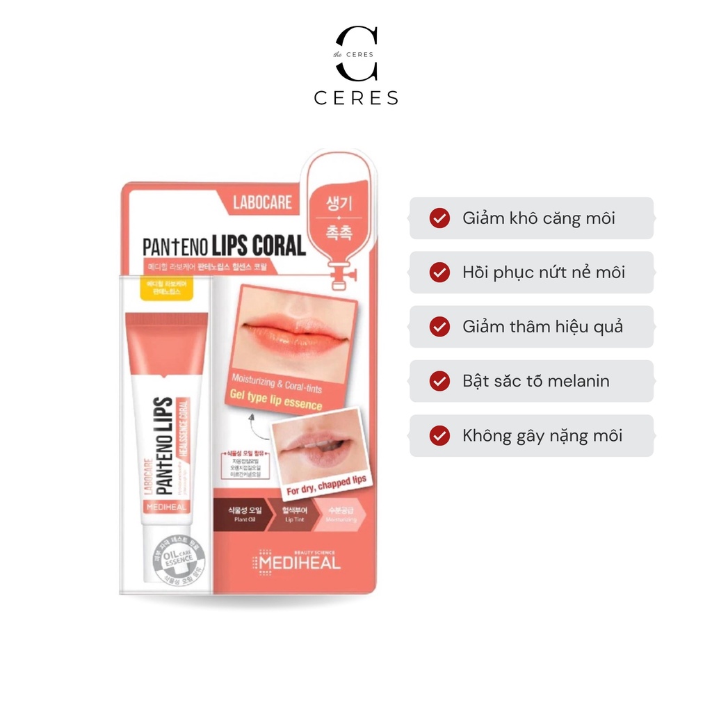 Son Dưỡng Môi Mediheal Ban Đêm Màu Cam Labocare Pantenolips Healssence Coral 10ml