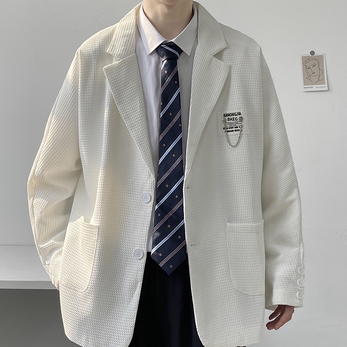 Áo Blazer nam form rộng Waffle, áo khoác ngoài blazer nam mặc ngoài phong hàn quốc thời trang ulzzang mẫu 2022
