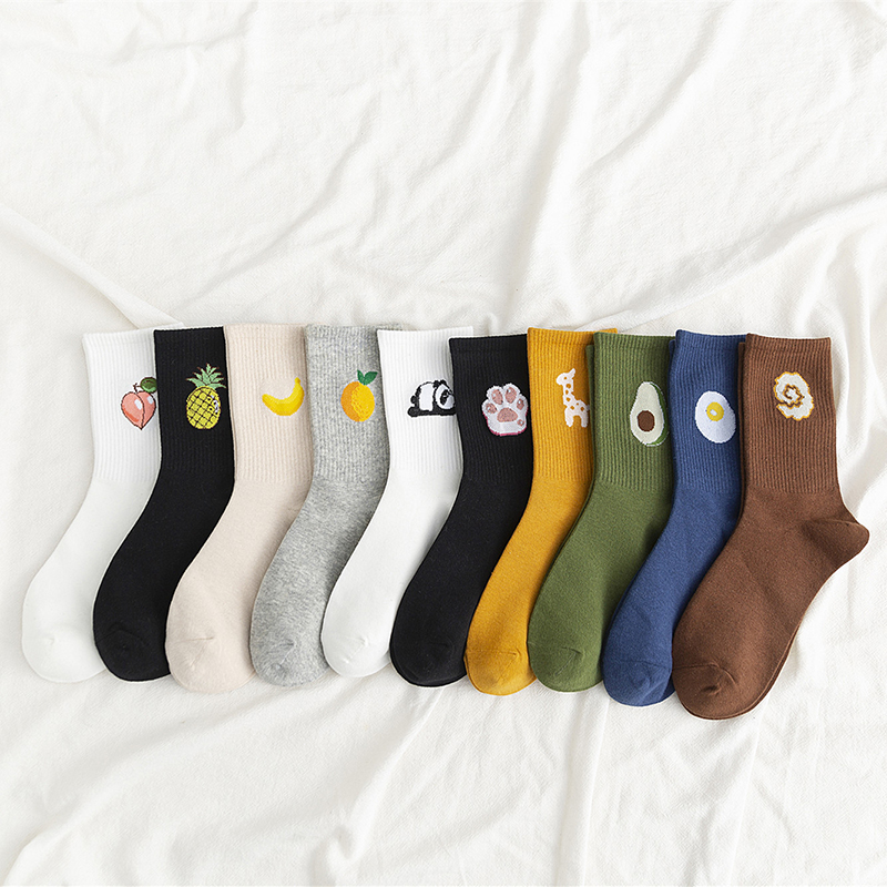 【YKN】Autumn Hyuna Fruit Pile Pile Socks Unisex Candy Color Cartoon Cotton Socks