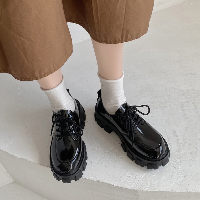 Bốt Nữ Cổ Ngắn Đế Cao 4 Cm Buộc Dây Boot Nữ Cổ Ngắn Phong Cách Ulzzang Hàn Quốc  BOT01-Molita